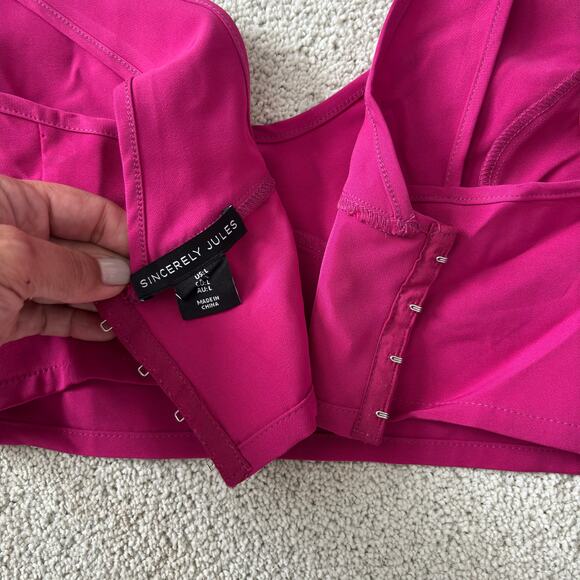 Sincerely Jules 2 Piece Crop Top & Shorts Set Pink Size Large - Picture 7 of 14